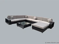 Loungeset garda | 8-delig | wicker | donkerbruin + grijs - afbeelding 1 van  2