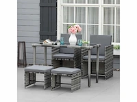 Loungeset van kunststof rotan voor 4 personen, tuinmeubelset met kussens, grijs