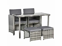 Loungeset van kunststof rotan voor 4 personen, tuinmeubelset met kussens, grijs - afbeelding 2 van  6