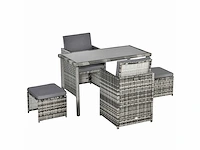 Loungeset van kunststof rotan voor 4 personen, tuinmeubelset met kussens, grijs - afbeelding 6 van  6