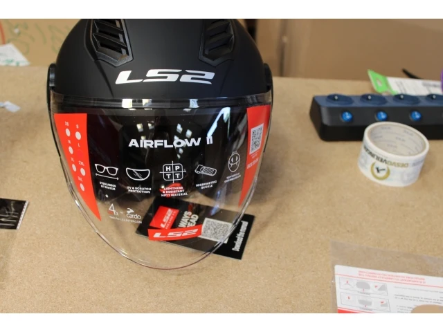 Ls2, jet airflow ii solid mat zwarte motorhelm - afbeelding 10 van  13