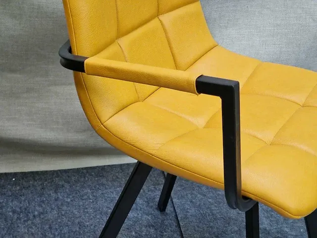 Lucca yellow pu - dining chair (4x) - afbeelding 4 van  6