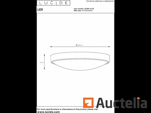 Lucide lex - plafonnière - ø 25 cm - 1xe27 - zwart - afbeelding 3 van  4