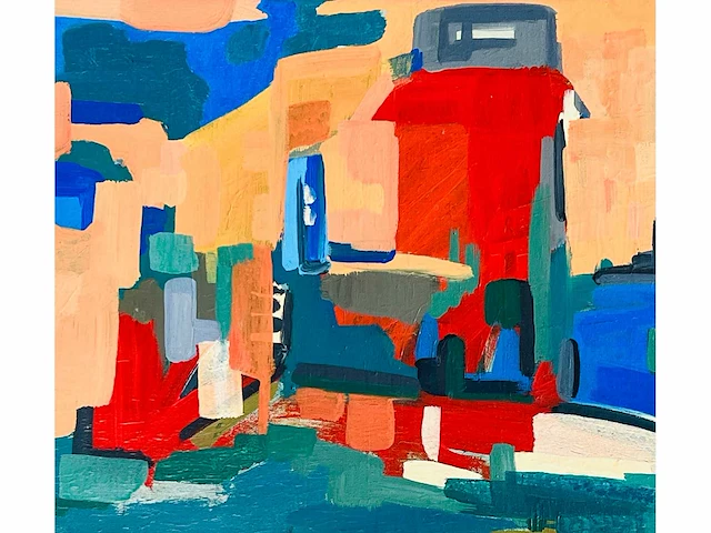 Ludo winkelman - abstracte compostie - mixed media op doek - afbeelding 1 van  14