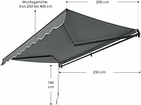 Luifel 250 x 200 cm - schaduw voor terras en balkon - grijs - afbeelding 3 van  5