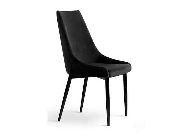 Luis-czarny zwart velvet stoel met zwart metalen poten - afbeelding 1 van  1