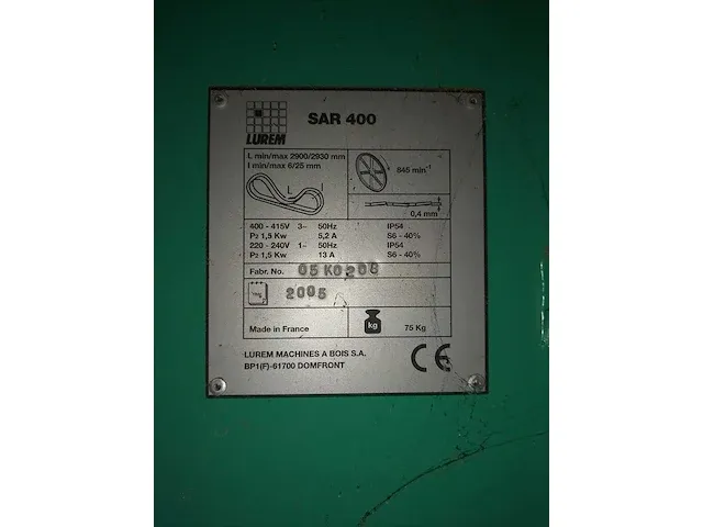 Lurem sar 400 lintzaagmachine - 2005 - afbeelding 6 van  6