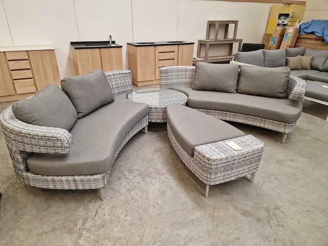 Luxury lounge amor scarabee lounge sofa set wicker grijs - afbeelding 1 van  8