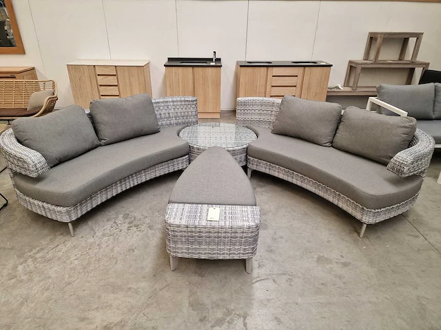 Luxury lounge amor scarabee lounge sofa set wicker grijs - afbeelding 2 van  8