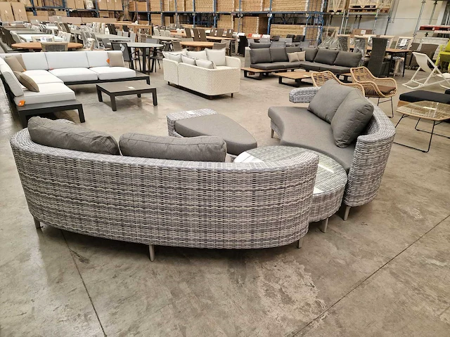 Luxury lounge amor scarabee lounge sofa set wicker grijs - afbeelding 3 van  8