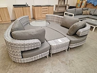 Luxury lounge amor scarabee lounge sofa set wicker grijs - afbeelding 5 van  8