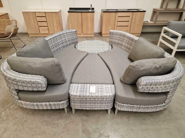 Luxury lounge amor scarabee lounge sofa set wicker grijs - afbeelding 6 van  8