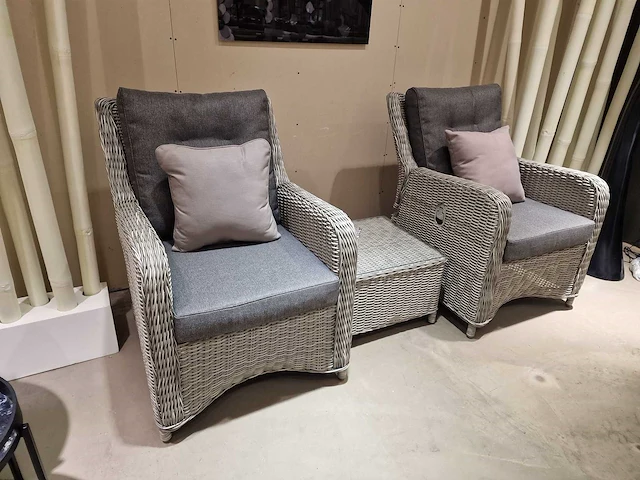 Luxury lounge barcelona relax lounge sofa set wicker grijs - afbeelding 1 van  5