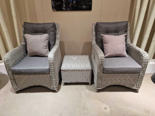 Luxury lounge barcelona relax lounge sofa set wicker grijs - afbeelding 2 van  5