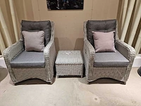 Luxury lounge barcelona relax lounge sofa set wicker grijs - afbeelding 2 van  5