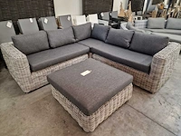 Luxury lounge brava xl hoeklounge + poef - kussens antraciet