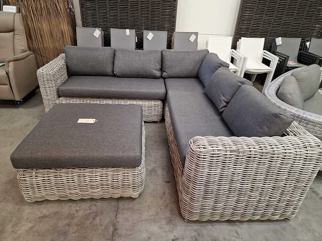Luxury lounge brava xl hoeklounge + poef - kussens antraciet - afbeelding 2 van  7