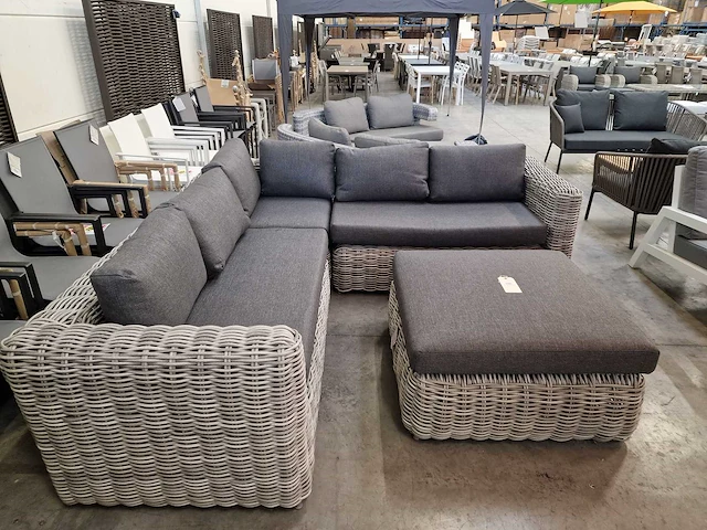 Luxury lounge brava xl hoeklounge + poef - kussens antraciet - afbeelding 3 van  7