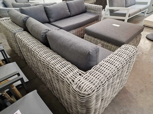 Luxury lounge brava xl hoeklounge + poef - kussens antraciet - afbeelding 4 van  7