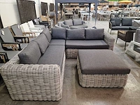 Luxury lounge brava xl hoekset wicker grijs met kussens antraciet - afbeelding 3 van  7