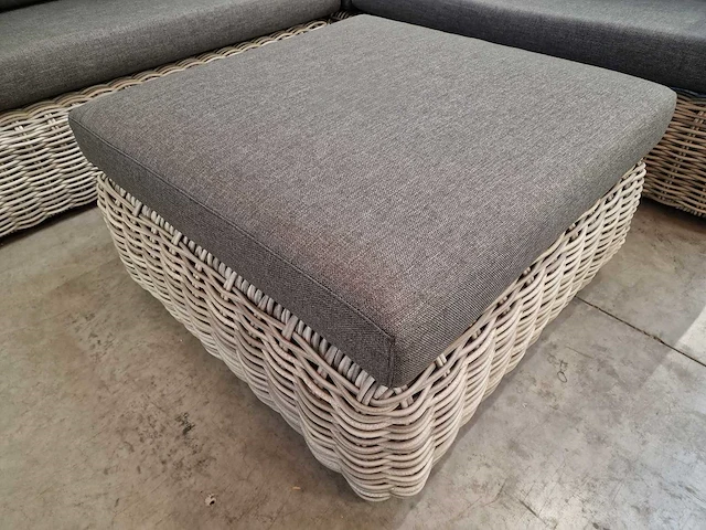 Luxury lounge brava xl hoekset wicker grijs met kussens antraciet - afbeelding 6 van  7