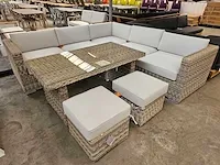 Luxury lounge dakar hoeklounge + low dining tafel + poefjes