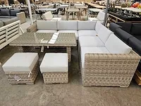 Luxury lounge dakar hoeklounge + low dining tafel + poefjes - afbeelding 2 van  5