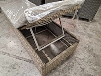 Luxury lounge ligbed wicker natural met kussen taupe sunproof - afbeelding 3 van  6