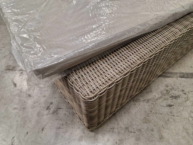 Luxury lounge ligbed wicker natural met kussen taupe sunproof - afbeelding 6 van  6