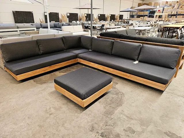 Luxury lounge los angeles hoeklounge + poef - antraciet - afbeelding 1 van  5