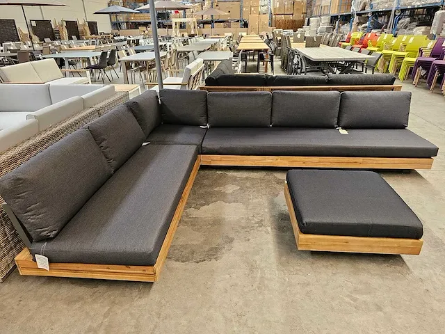 Luxury lounge los angeles hoeklounge + poef - antraciet - afbeelding 2 van  5