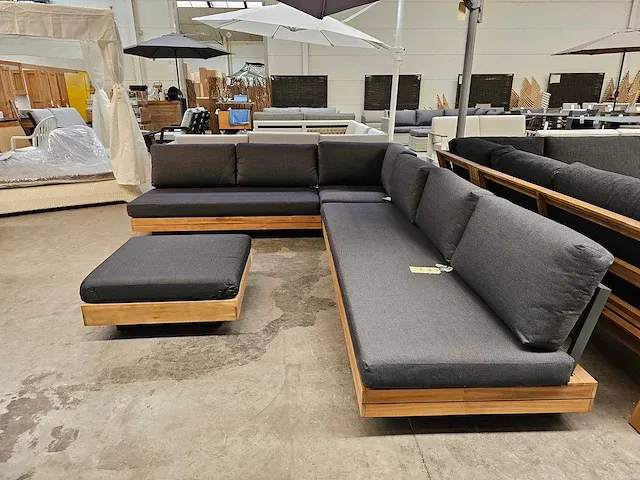 Luxury lounge los angeles hoeklounge + poef - antraciet - afbeelding 3 van  5