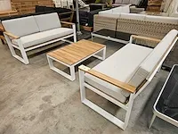 Luxury lounge melton sofa set 2 x 3-zit + salontafel acacia - afbeelding 1 van  5