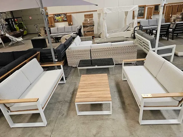 Luxury lounge melton sofa set 2 x 3-zit + salontafel acacia - afbeelding 2 van  5