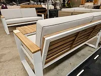 Luxury lounge melton sofa set 2 x 3-zit + salontafel acacia - afbeelding 4 van  5