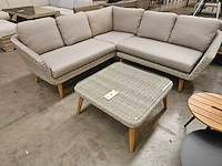 Luxury lounge mira hoeklounge wicker natural witgrijs - afbeelding 1 van  5