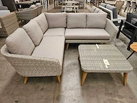 Luxury lounge mira hoeklounge wicker natural witgrijs - afbeelding 2 van  5