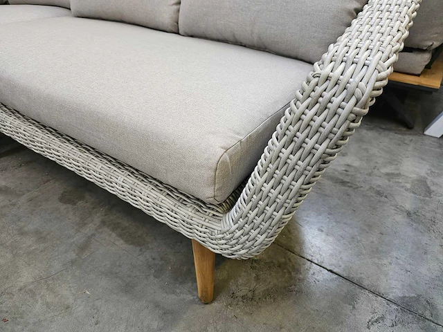 Luxury lounge mira hoeklounge wicker natural witgrijs - afbeelding 4 van  5