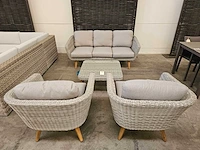 Luxury lounge mira lounge sofa set wicker natural witgrijs - afbeelding 3 van  5