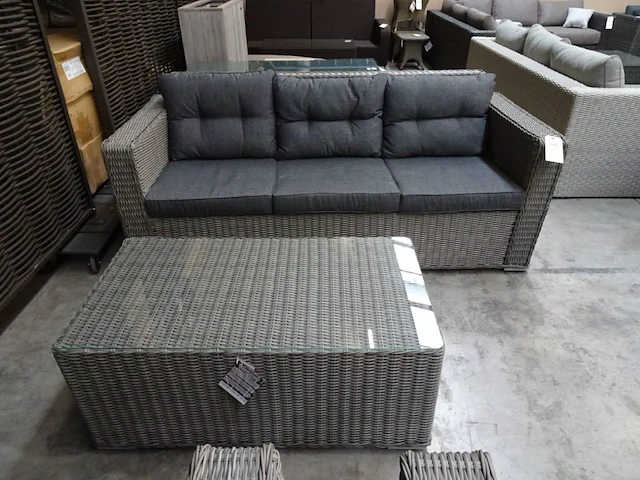 Luxury lounge wicker henderson sofaset halfronde draad grey - afbeelding 2 van  6