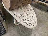 Luxury lounge wicker ligbed surf 213cm white flower + kussen - afbeelding 4 van  4