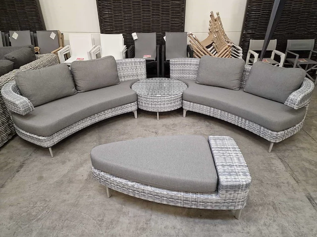 Luxury lounge wicker lounge set amor scarabee akoya met poef - afbeelding 5 van  7