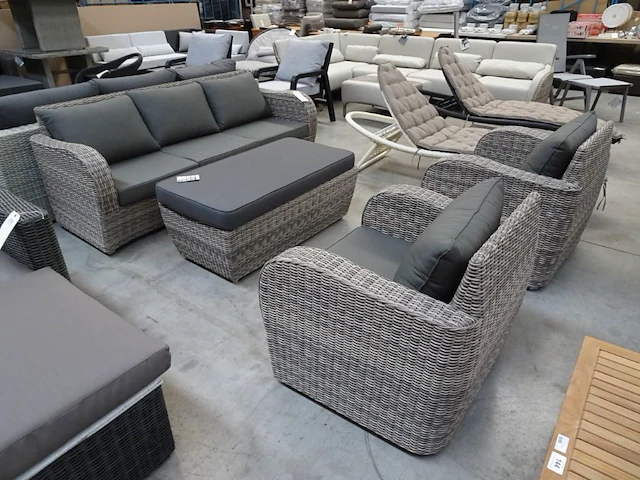 Luxury lounge wicker sofa set bursa kobo grey - afbeelding 1 van  4