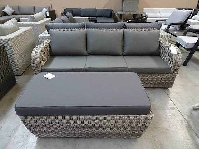 Luxury lounge wicker sofa set bursa kobo grey - afbeelding 2 van  4