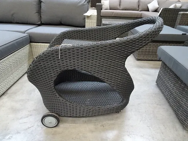 Luxury lounge wicker trolley alabama black 91cm - afbeelding 2 van  3