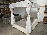 Luxury lounge wicker zonnebed cabana wit voor 2 pers