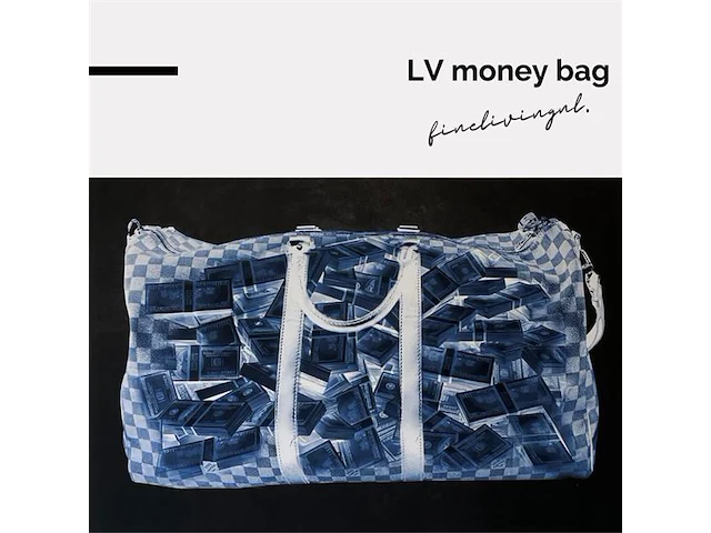 Lv money bag 60x90 cm - canvas wanddecoratie - afbeelding 2 van  2