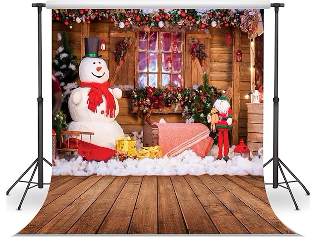 Lywygg 5x7ft kerst sneeuw nacht achtergrond - afbeelding 1 van  5