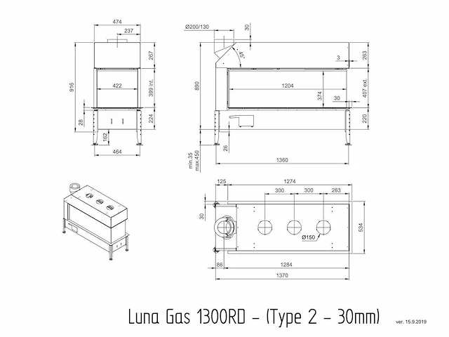 M-design - luna diamond 1300rd gashaard - afbeelding 2 van  3