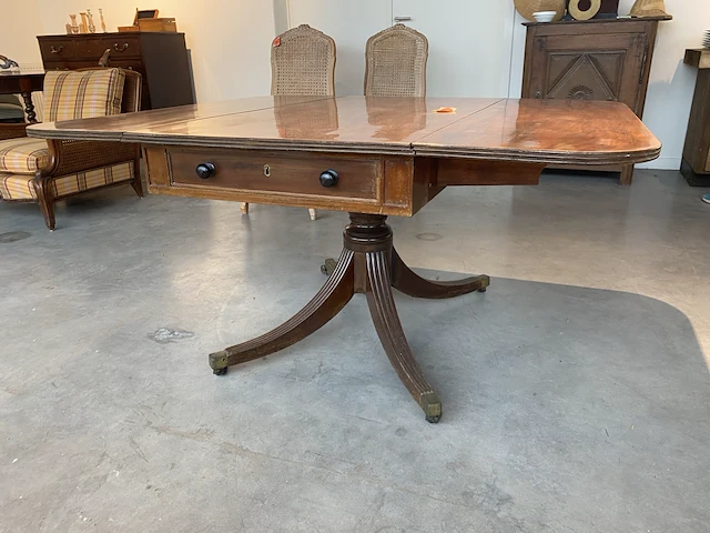 Mahonie vouwbare tafel met lades - afbeelding 1 van  3